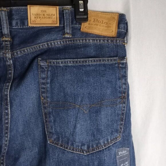 Polo Ralph Lauren The Varick Slim Straight Leg Men's Dark Wash Jeans 40x20 NWT - Picture 7 of 13
